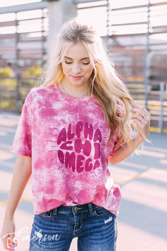 Graphic Print Women T Shirt for a Trendy StatementAlpha Chi Pink Tie Dye PR Tee