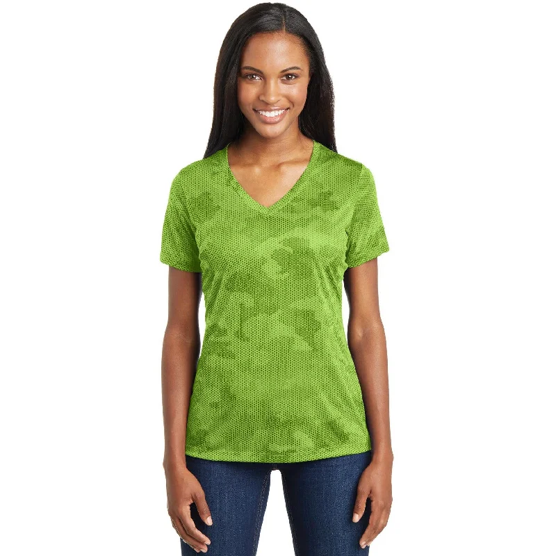 Crew Neck Women T Shirt with a Timeless DesignCLOSEOUT - Sport-Tek Ladies CamoHex V-Neck Tee