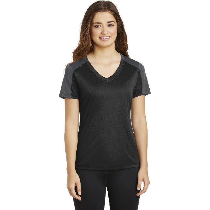 Pocketed Women T Shirt for Added FunctionalityCLOSEOUT - Sport-Tek Ladies PosiCharge Competitor Sleeve-Blocked V-Neck Tee