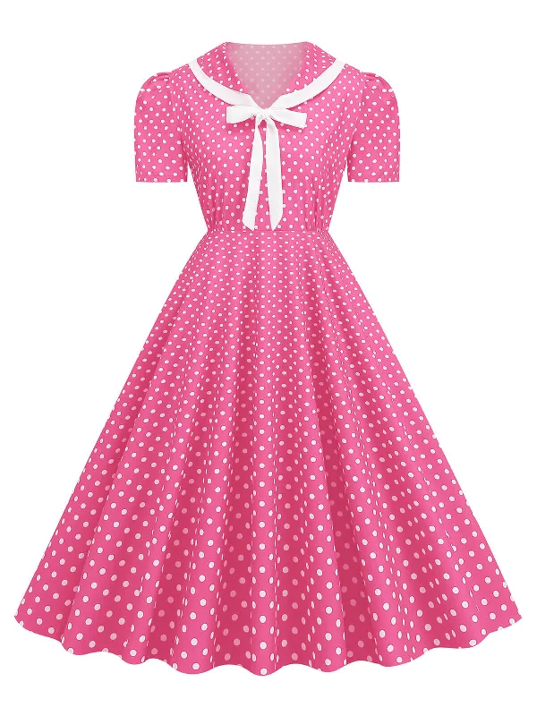 Maxi Women Dress with Floral Print for a Bohemian Vibe1950s Polka Dots Lapel Bowknot Swing Dress