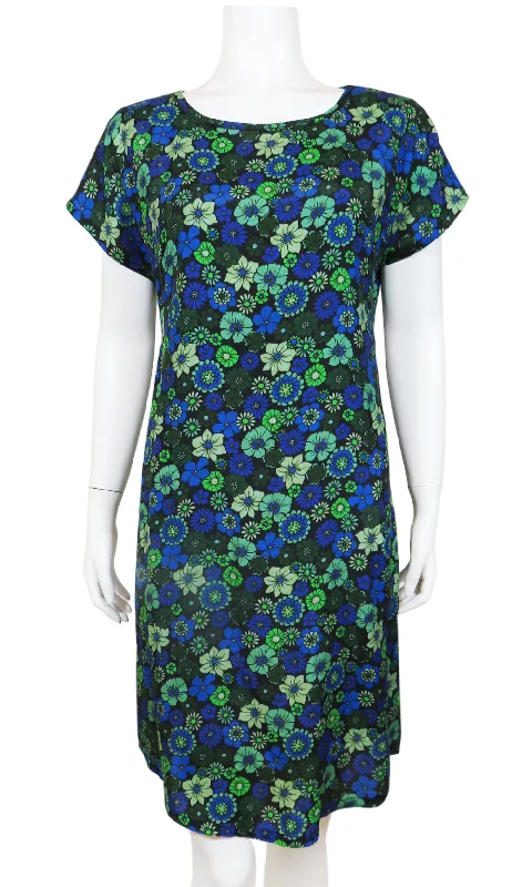 Strapless Women Dress with a Built - in Bra for Comfort and SupportBEATRICE Vintage Floral Shift in BLUE