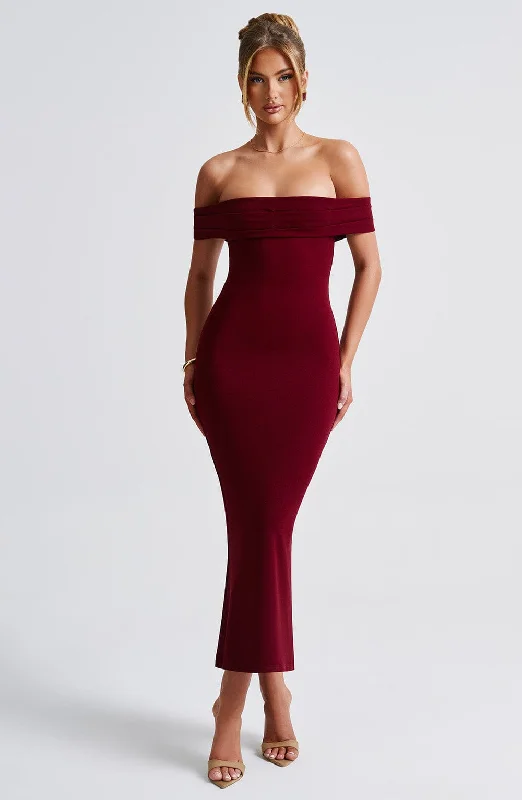 Sheath Women Dress with a Tailored Fit for a Professional LookBex Midi Dress - Burgundy