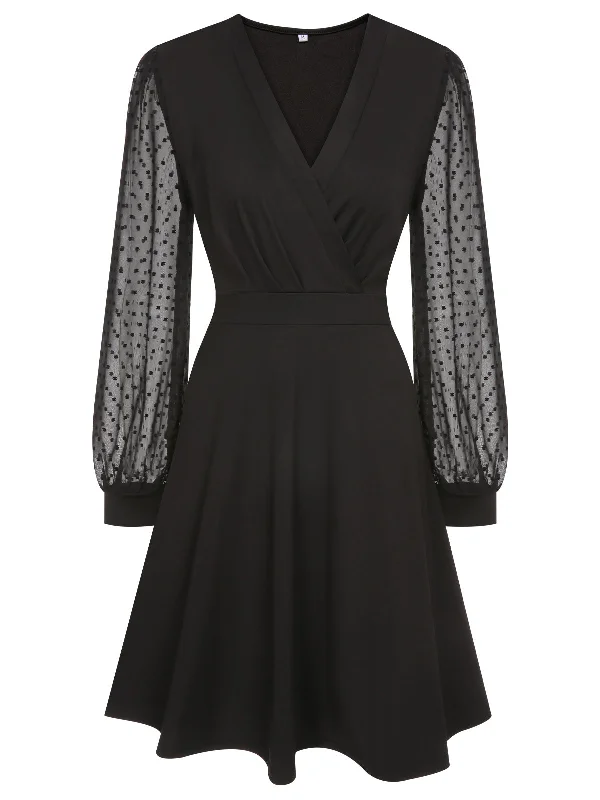 Backless Women Dress for a Sexy and Alluring Look at Evening EventsBlack 1950s Solid Patchwork Dress