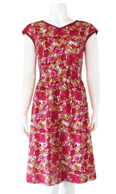 Ruffled Women Dress with Multiple Layers for a Playful and Girly StyleBLYTHE 5th Ave. Floral Fit & Flare - ROUGE