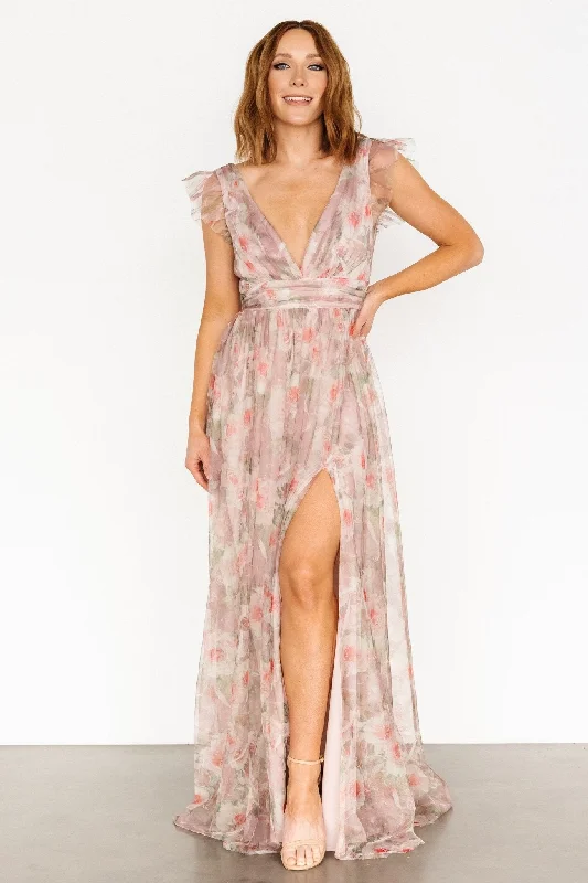 Empire Waist Women Dress to Accentuate the Bust and Conceal the WaistCarmine Maxi Dress | Mauve Floral