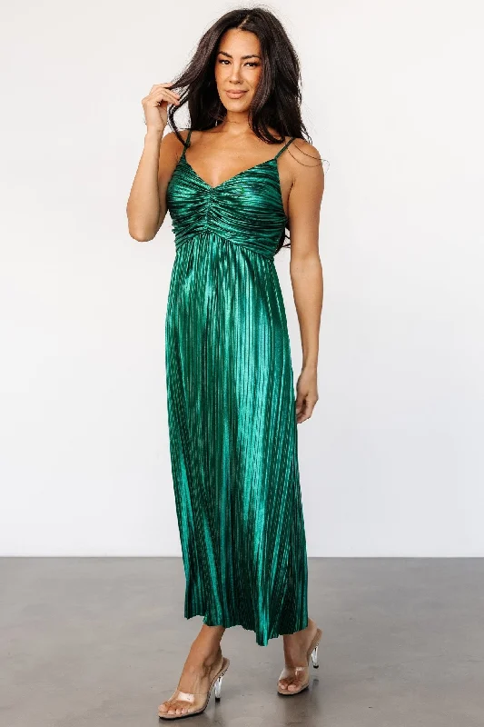 Ball Gown Women Dress with a Full Skirt for a Princess - like LookCecilia Pleated Dress | Emerald