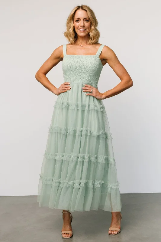 Off - the - Shoulder Women Dress for a Romantic and Feminine LookConstance Tulle Maxi Dress | Light Sage