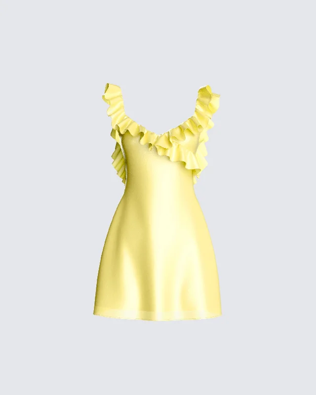 Ruffled Women Dress with Multiple Layers for a Playful and Girly StyleMatilda Yellow Mini Dress