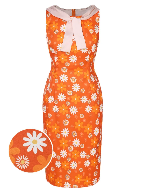 Ball Gown Women Dress with a Full Skirt for a Princess - like LookOrange 1960s Tie Neck Floral Sleeveless Dress