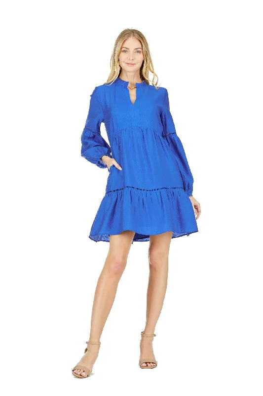 Empire Waist Women Dress to Accentuate the Bust and Conceal the WaistRoyal Dress with Placket Trim