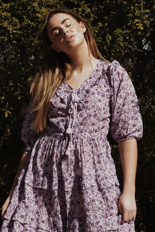 Shift Women Dress with a Simple and Classic Design for Everyday WearTHEA PURPLE FLORAL DRESS