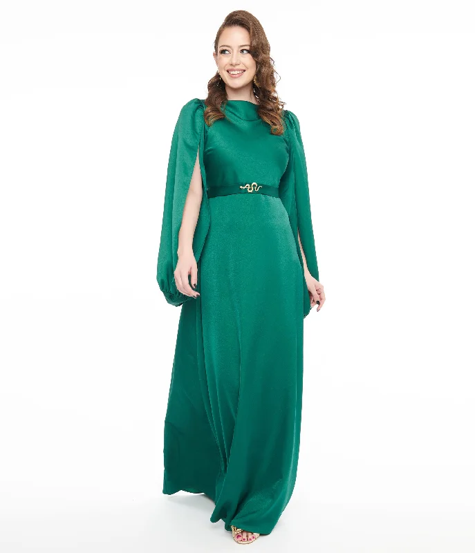 Wrap - Style Women Dress with Adjustable Fit for All Body TypesUnique Vintage 1920s Emerald Satin & Snake Pin Evening Gown