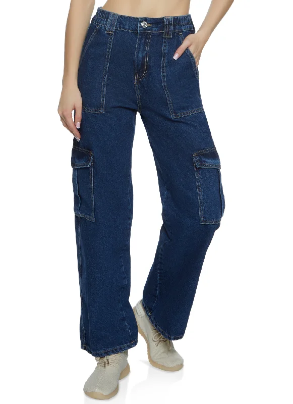 High - waisted women jeans for a flattering silhouetteWAX Wide Leg Cargo Jeans