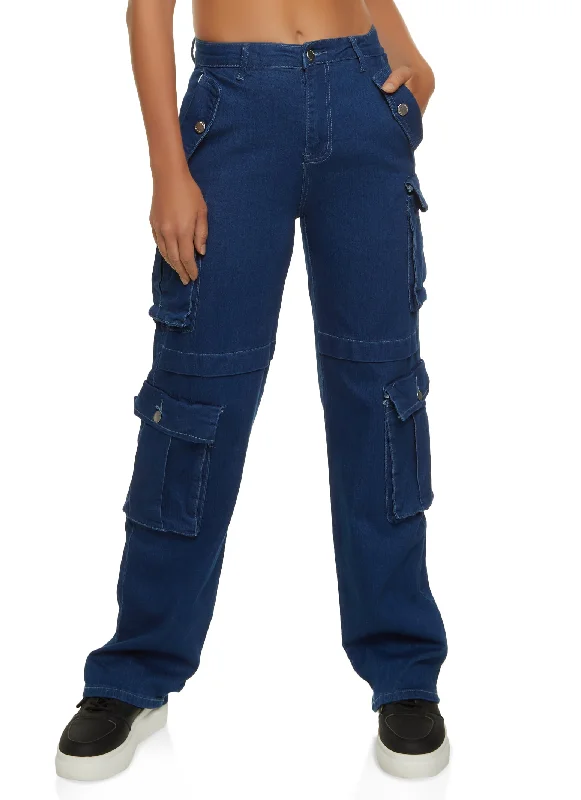 Wide - leg women jeans for a modern and relaxed vibeWide Leg Cargo Jeans