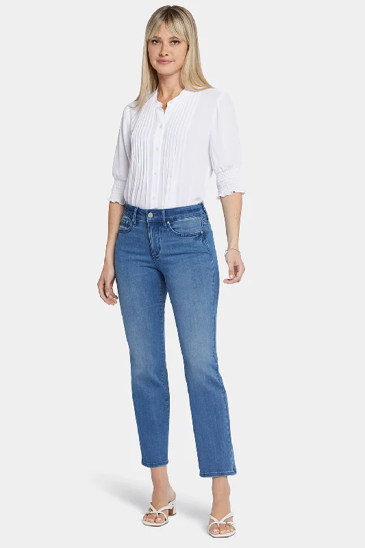 Distressed women jeans for a trendy and edgy lookMarilyn Straight Ankle Jeans - Blue Island