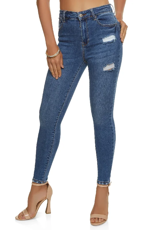 High - waisted women jeans for a flattering silhouetteWAX Basic Distressed High Waist Skinny Jeans