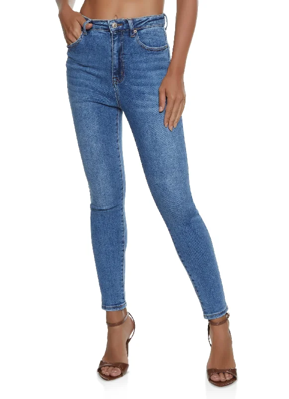 Acid - wash women jeans with a retro finishWAX Basic High Waisted Skinny Jeans