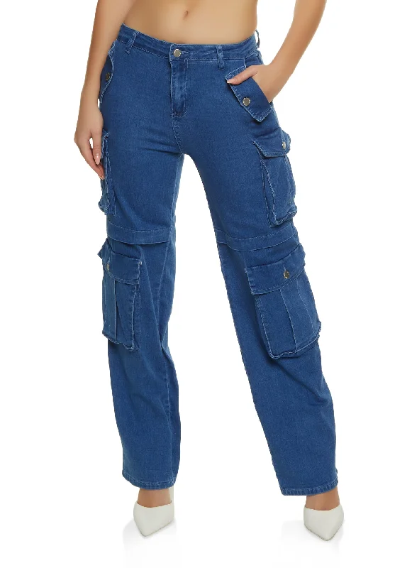 Light - wash women jeans for a fresh and summery appearanceWide Leg Cargo Jeans