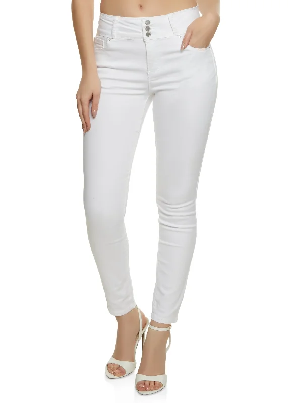 High - rise flare women jeans for a 70s - inspired lookWAX 3 Button Skinny Jeans