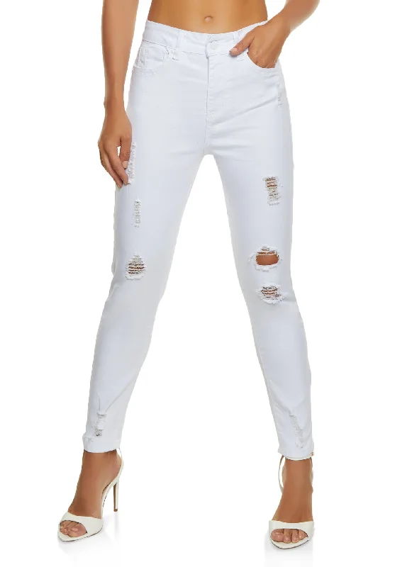 Distressed women jeans for a trendy and edgy lookWAX Distressed Frayed Skinny Jeans