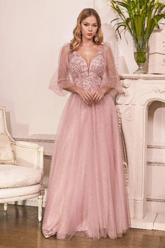 Wrap - Style Women Dress with Adjustable Fit for All Body TypesCinderella Divine CD0182 Long Sleeve Mother of the Bride Long Tulle Dress