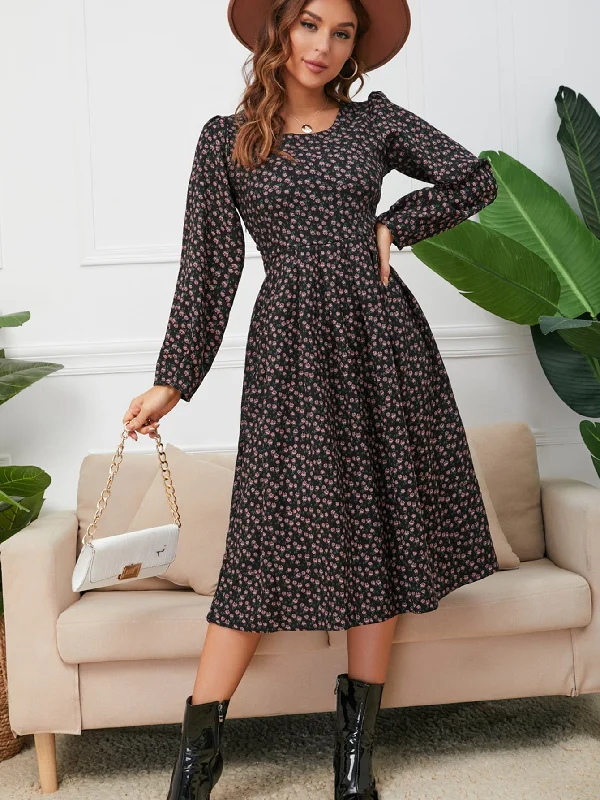 Lace - Embellished Women Dress for an Elegant and Sophisticated AppearanceKittenAlarm - Knit Rib Puff Sleeve Flare Dress