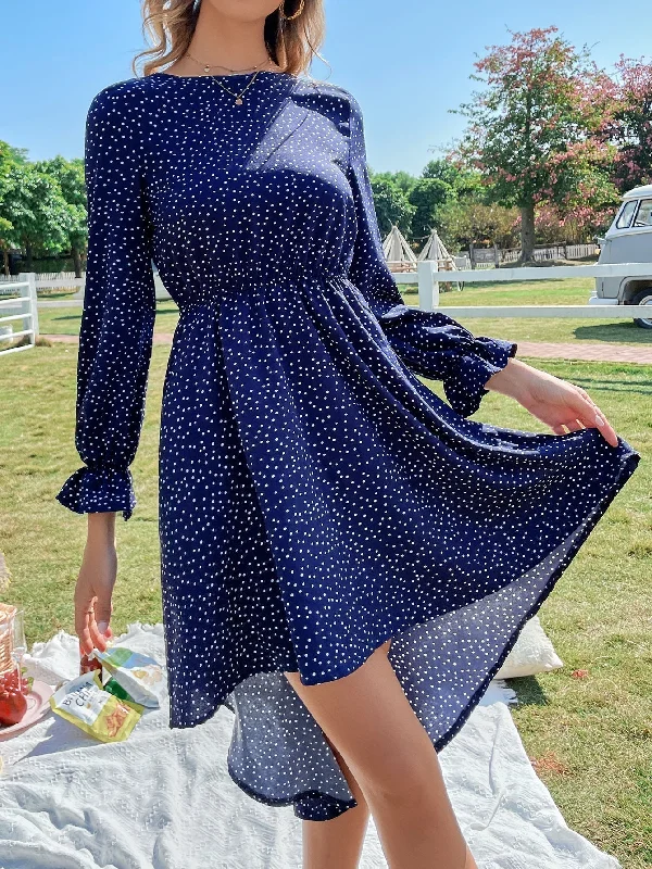 Wrap - Style Women Dress with Adjustable Fit for All Body TypesKittenAlarm - Polka Dots Elastic Waist Dress