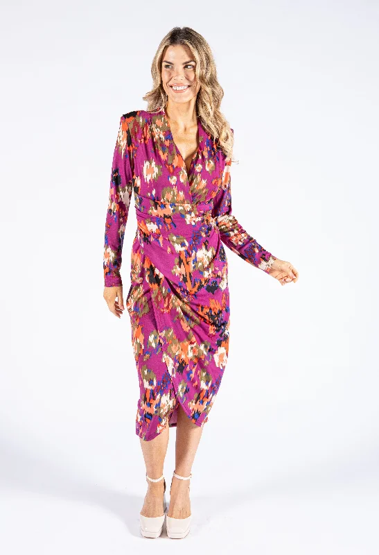 Printed Abstract Women Dress for a Modern and Artistic AppealAbstract Print Wrap Dress