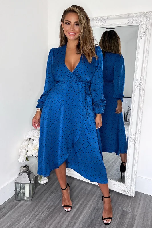 Ruffled Women Dress with Multiple Layers for a Playful and Girly StyleBlue And Black Printed Wrap Midi Dress