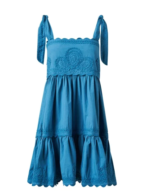 Lace - Embellished Women Dress for an Elegant and Sophisticated AppearanceBlue Embroidered Cotton Dress