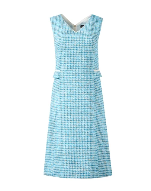 Off - the - Shoulder Women Dress for a Romantic and Feminine LookBlue Tweed Dress