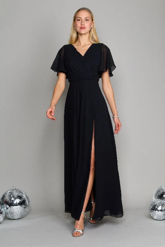 Backless Women Dress for a Sexy and Alluring Look at Evening EventsDylan & Davids Short Sleeve Chiffon Formal Dress