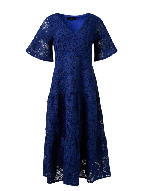 Maxi Women Dress with Floral Print for a Bohemian VibeEllery Navy Lace Dress