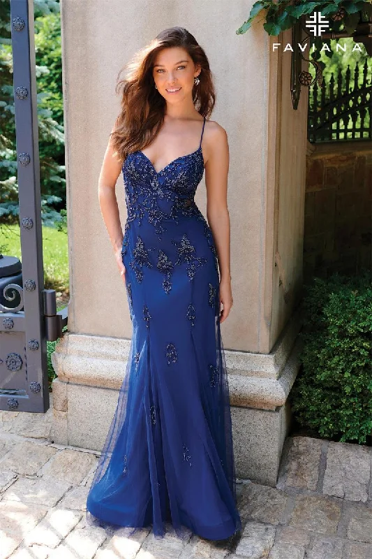 Mermaid - Style Women Dress with a Fitted Silhouette for Special OccasionsFaviana Beaded Lace Applique Prom Dress 11227