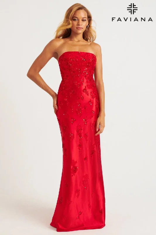 Shift Women Dress with a Simple and Classic Design for Everyday WearFaviana Strapless Satin Lace Prom Dress 11228