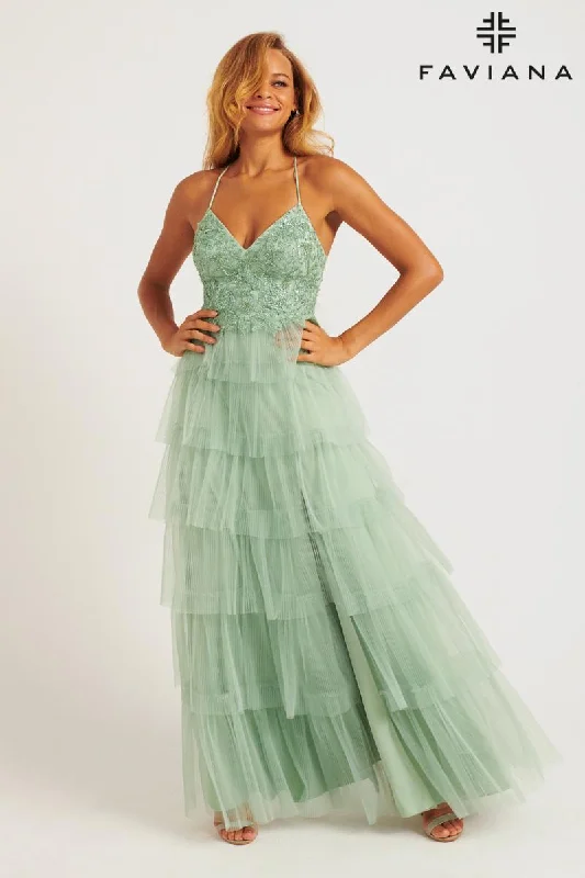 Halter Neck Women Dress to Show Off the Shoulders and NecklineFaviana Open Back Tulle Ruffle Prom Dress 11231