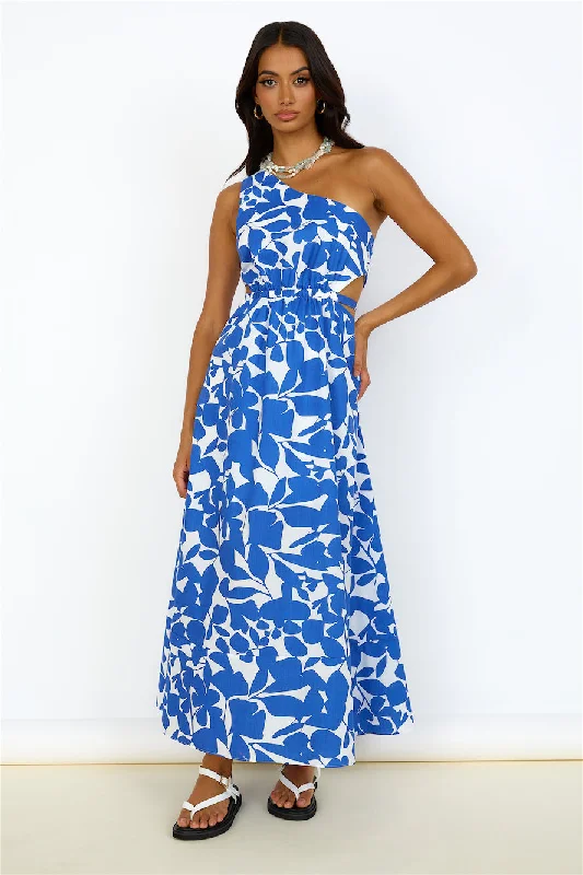 Mermaid - Style Women Dress with a Fitted Silhouette for Special OccasionsFlowers Bloom Maxi Dress Blue