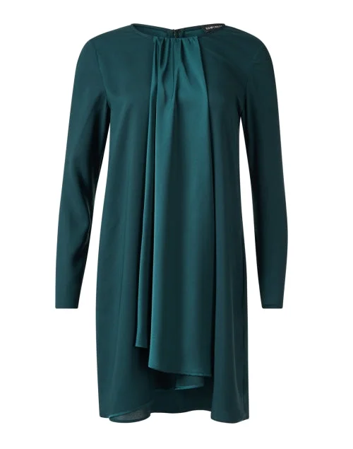 Halter Neck Women Dress to Show Off the Shoulders and NecklineJade Green Drape Front Dress