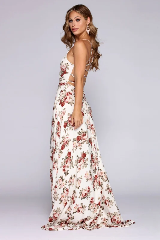 Sheath Women Dress with a Tailored Fit for a Professional LookKrystal Formal Floral Open Back Dress