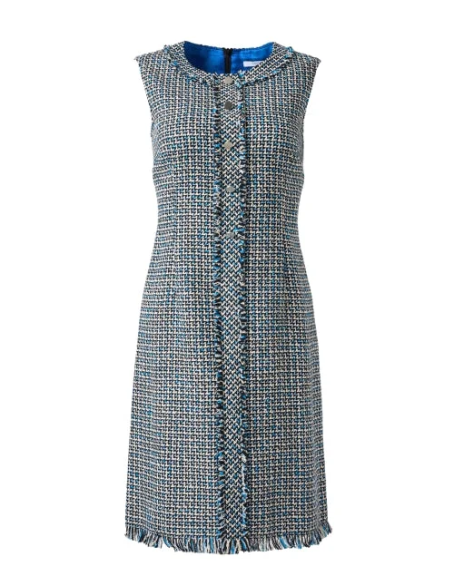 Backless Women Dress for a Sexy and Alluring Look at Evening EventsLaura Blue Tweed Sheath Dress