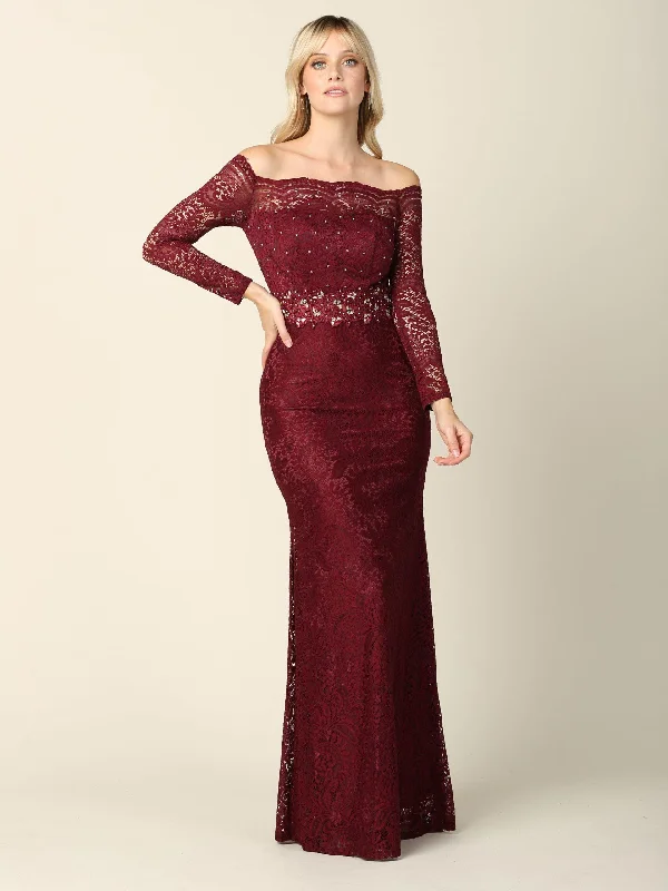 Halter Neck Women Dress to Show Off the Shoulders and NecklineLong Off Shoulder Formal Lace Evening Party Dress