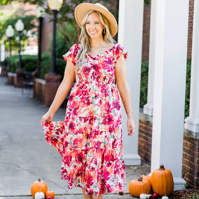 Shift Women Dress with a Simple and Classic Design for Everyday WearLove From Above Dress, Red Floral