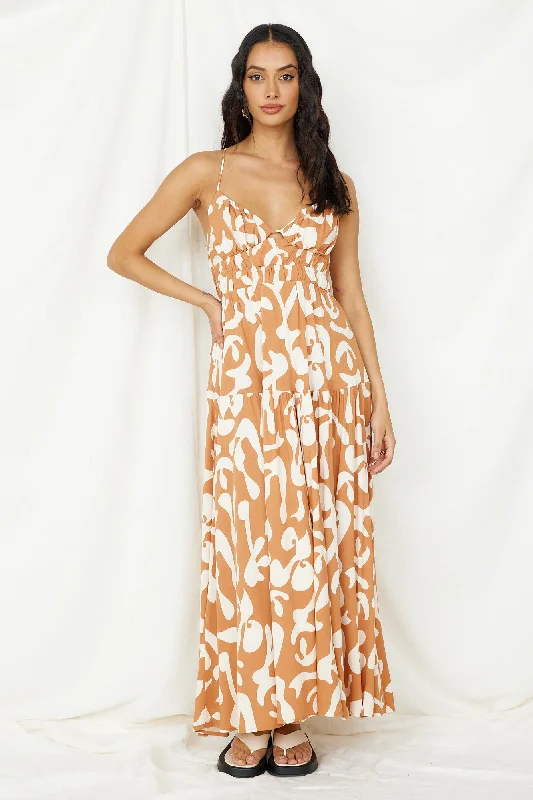 Halter Neck Women Dress to Show Off the Shoulders and NecklineLover Of Love Maxi Dress Brown