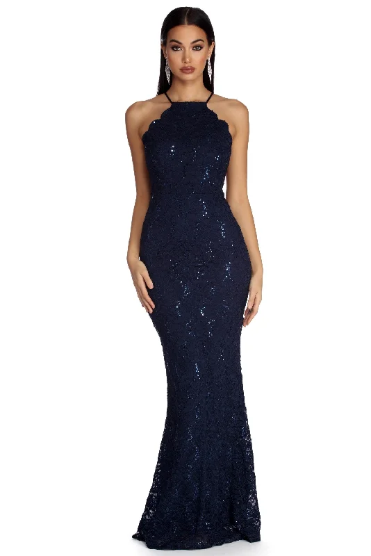 Empire Waist Women Dress to Accentuate the Bust and Conceal the WaistMary Formal Sequin Lace Dress