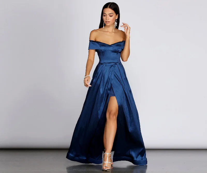 Printed Abstract Women Dress for a Modern and Artistic AppealMegan Taffeta Off The Shoulder Ball Gown