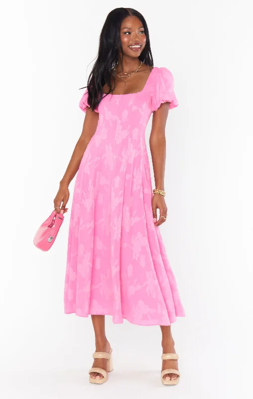 Wrap - Style Women Dress with Adjustable Fit for All Body TypesMia Midi Dress ~ Pink Clip Floral