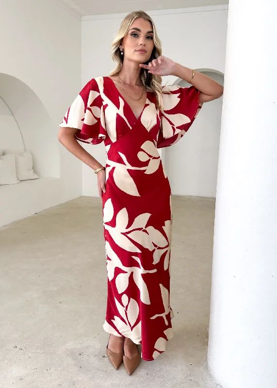 Shift Women Dress with a Simple and Classic Design for Everyday WearMintoe Maxi Dress - Ruby Leaf