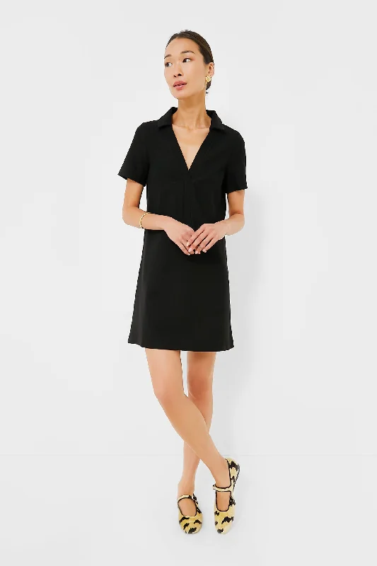 Pleated Women Dress with a Timeless and Elegant TextureNoir Ponte Wright Polo Dress