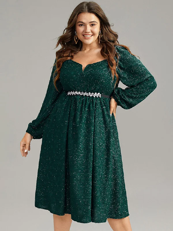 Plus Size Women Dress with a Flattering A - Line Cut for Comfort and StylePlain Textured Gathered Square Neck Dress