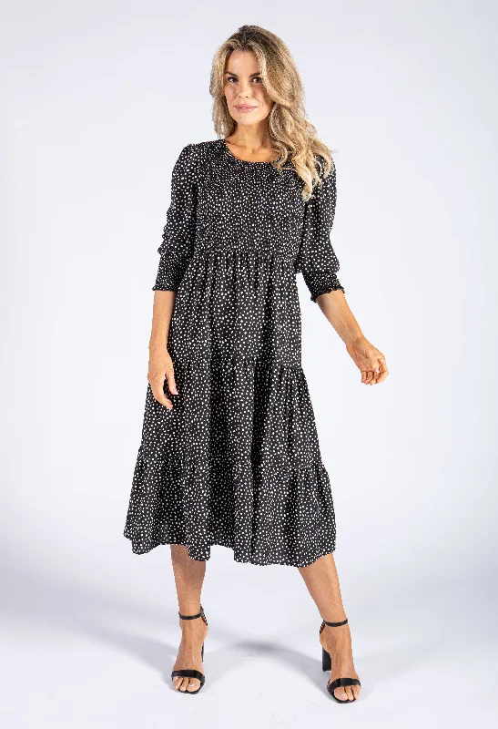 Plus Size Women Dress with a Flattering A - Line Cut for Comfort and StylePretty Polka Dot Dress